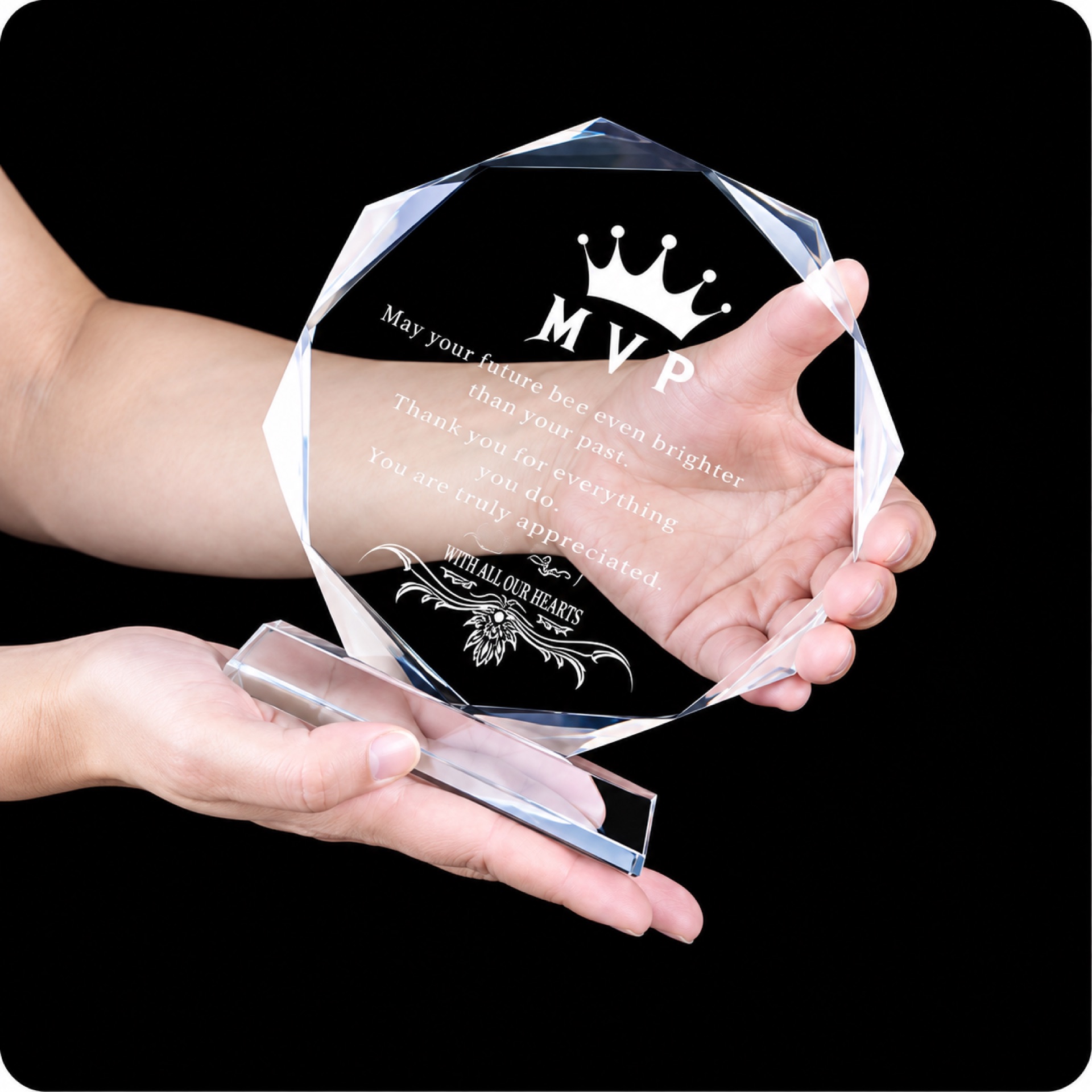 Trophée Crystal Facet en cristal transparent